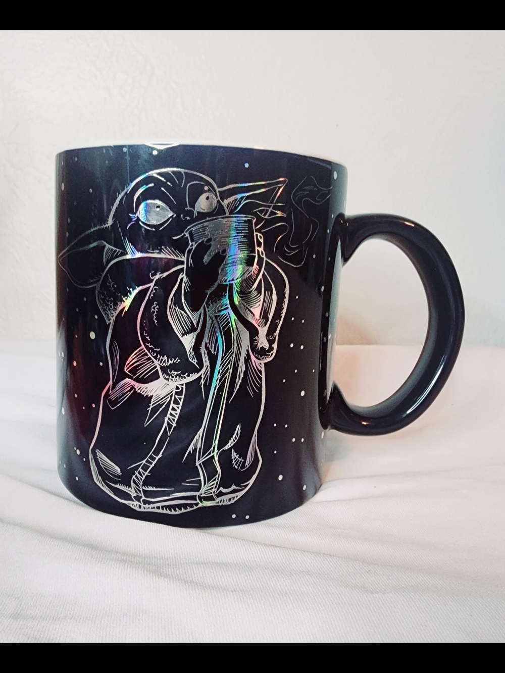 Star Wars The Mandalorian Grogu Baby Yoda Holographic Coffee Mug Cup Black 2026